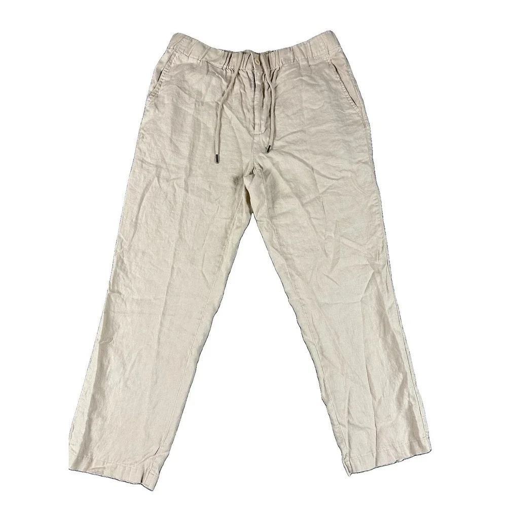 Quince 100% European Linen Drawstring Beach Pants Driftwood Chambray Mens L